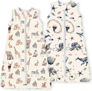 Toddler Sleep Sacks 2T-3T-4T, 0.5 TOG Light Summer Wearable Blankets, Extra Long XL Sleeping Bags, 2 Pack