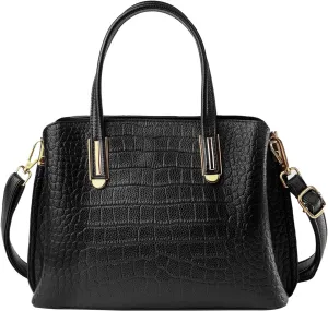 Top Handle Tote Bag Crocodile Genuine Leather Handbags for Women Cross Body Bags Ladies Black Shoulder Satchel Purse