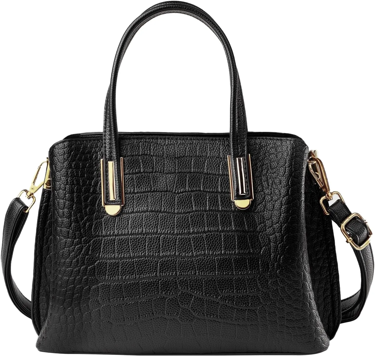 Top Handle Tote Bag Crocodile Genuine Leather Handbags for Women Cross Body Bags Ladies Black Shoulder Satchel Purse
