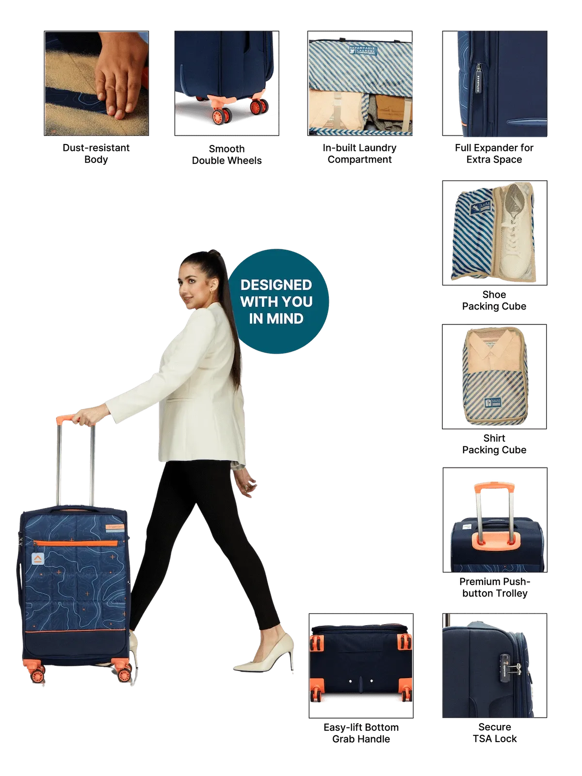 Topo Blue Medium Soft Trolley