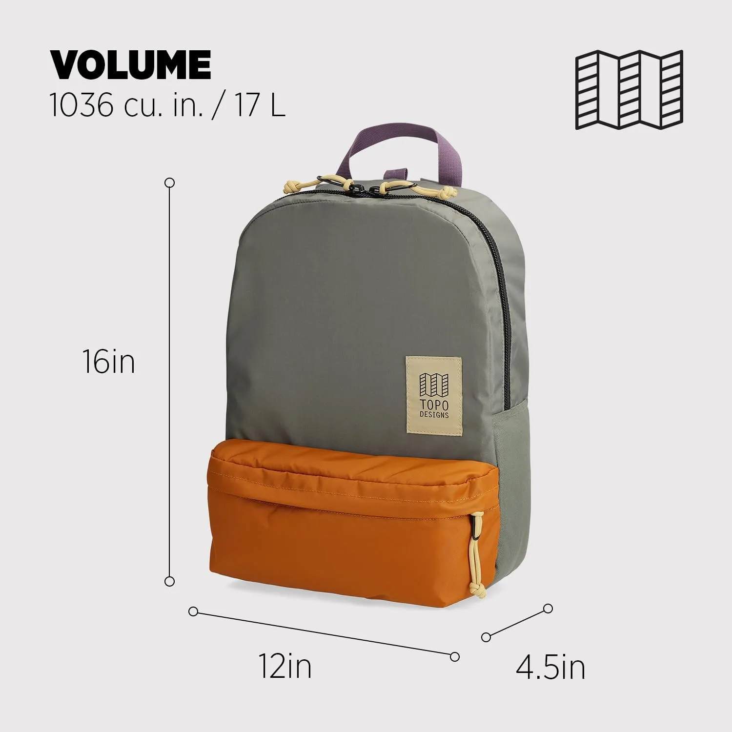 Topo Designs Dash Pack, Lightweight Laptop Backpack, 100% Recycled Materials, Fair Wear   WRAP Certified, 17L (Beetle/Spice)