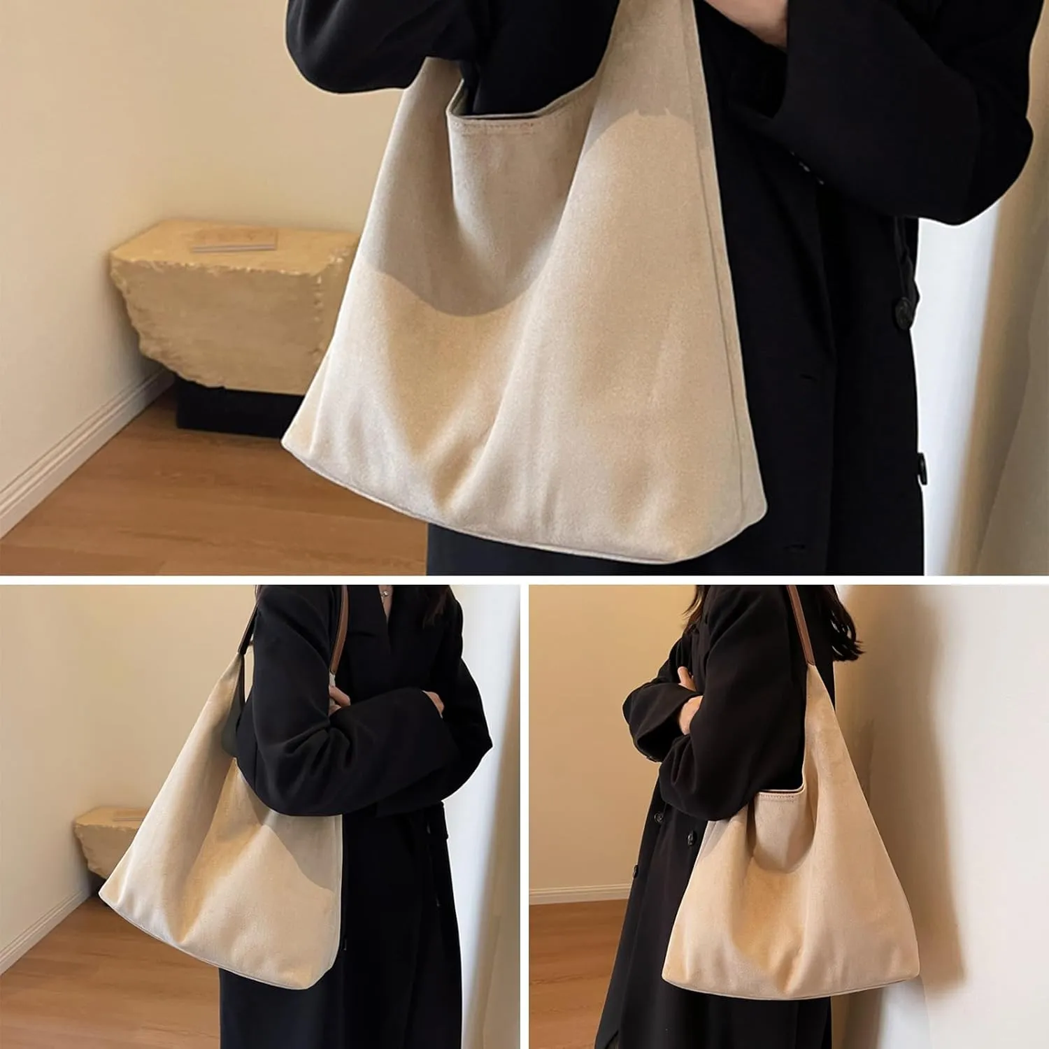 Tote Bags for Women Suede Handbag Work Slouchy Bag Shoulder Hobo Bag Office Tote Handbag