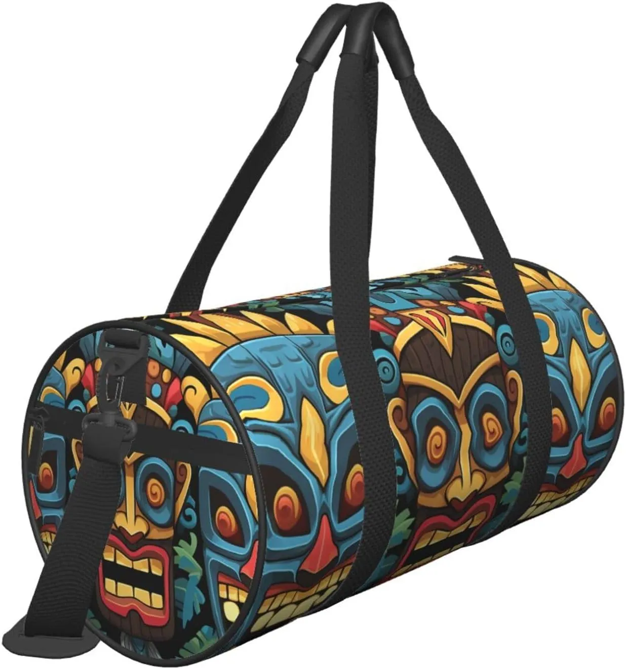 Travel Duffel Bag Colorful Tiki Mask Pattern Weekender Overnight Bag For Men Women Large Capacity Sports Gym Bag Canvas Carry On Tote Bags For Travel Yoga