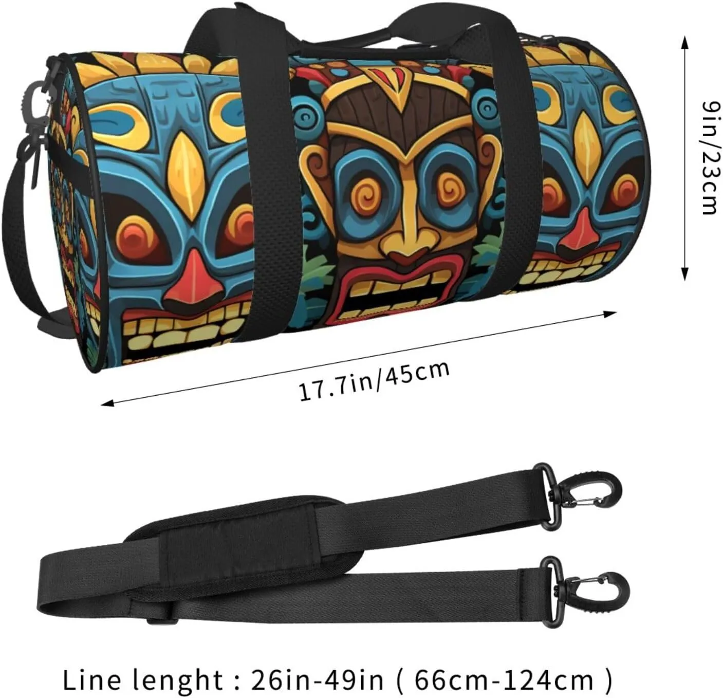 Travel Duffel Bag Colorful Tiki Mask Pattern Weekender Overnight Bag For Men Women Large Capacity Sports Gym Bag Canvas Carry On Tote Bags For Travel Yoga