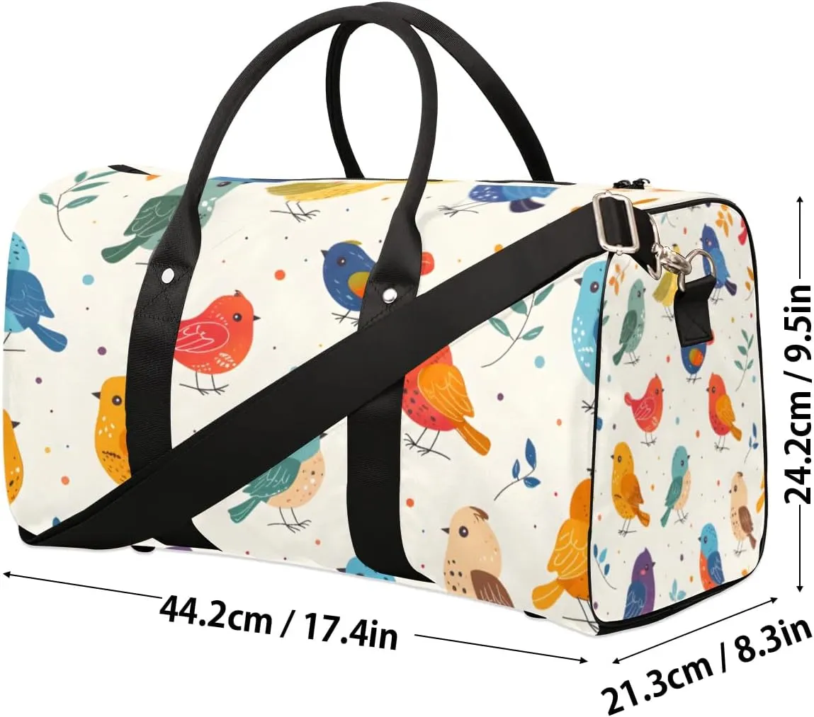 Travel Duffle Bag Colorful Birds Gym Bags for Men Women Travel Duffel Bags with Adjustable Shoulder Strap Carry On Weekender Bag