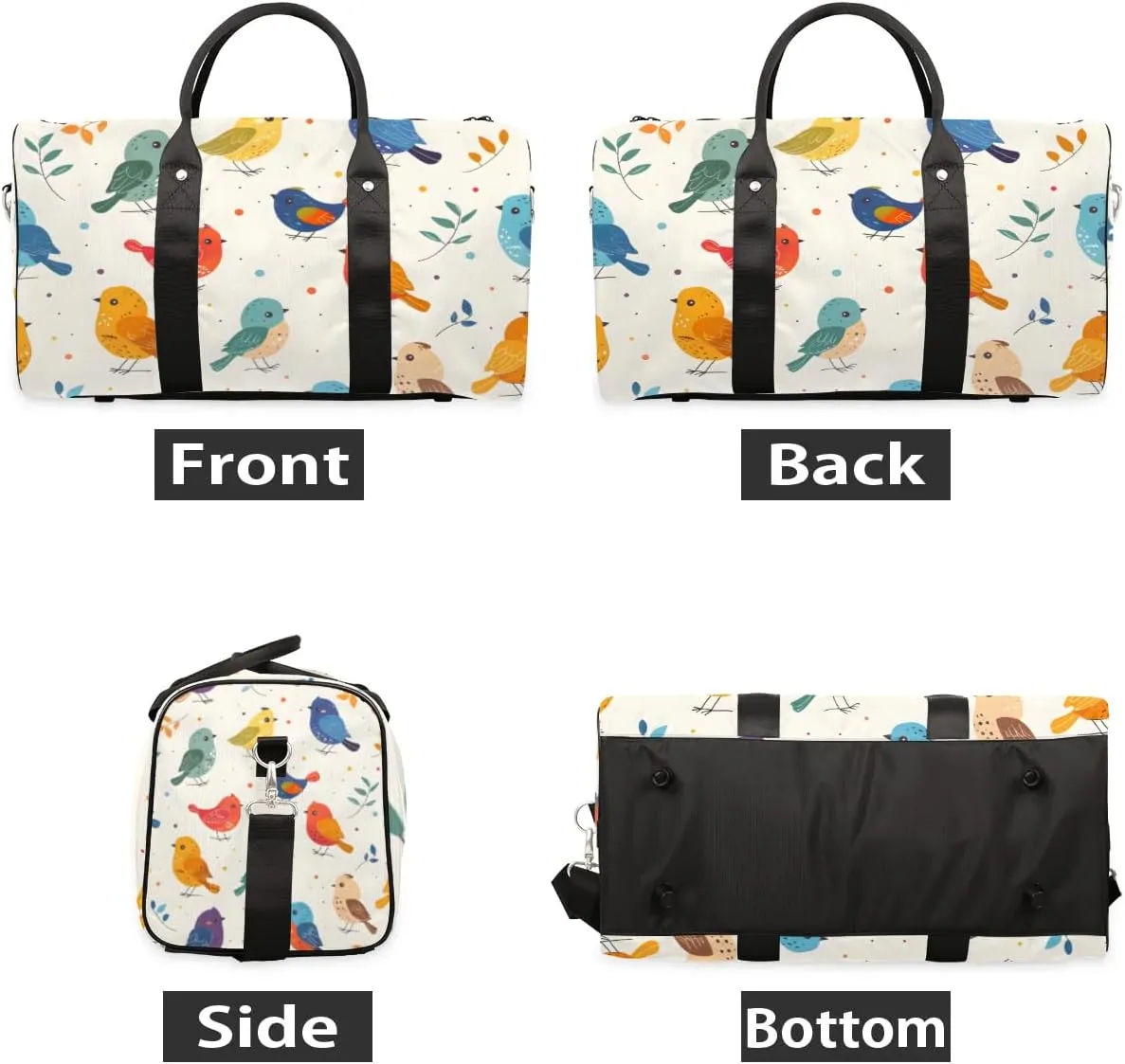 Travel Duffle Bag Colorful Birds Gym Bags for Men Women Travel Duffel Bags with Adjustable Shoulder Strap Carry On Weekender Bag