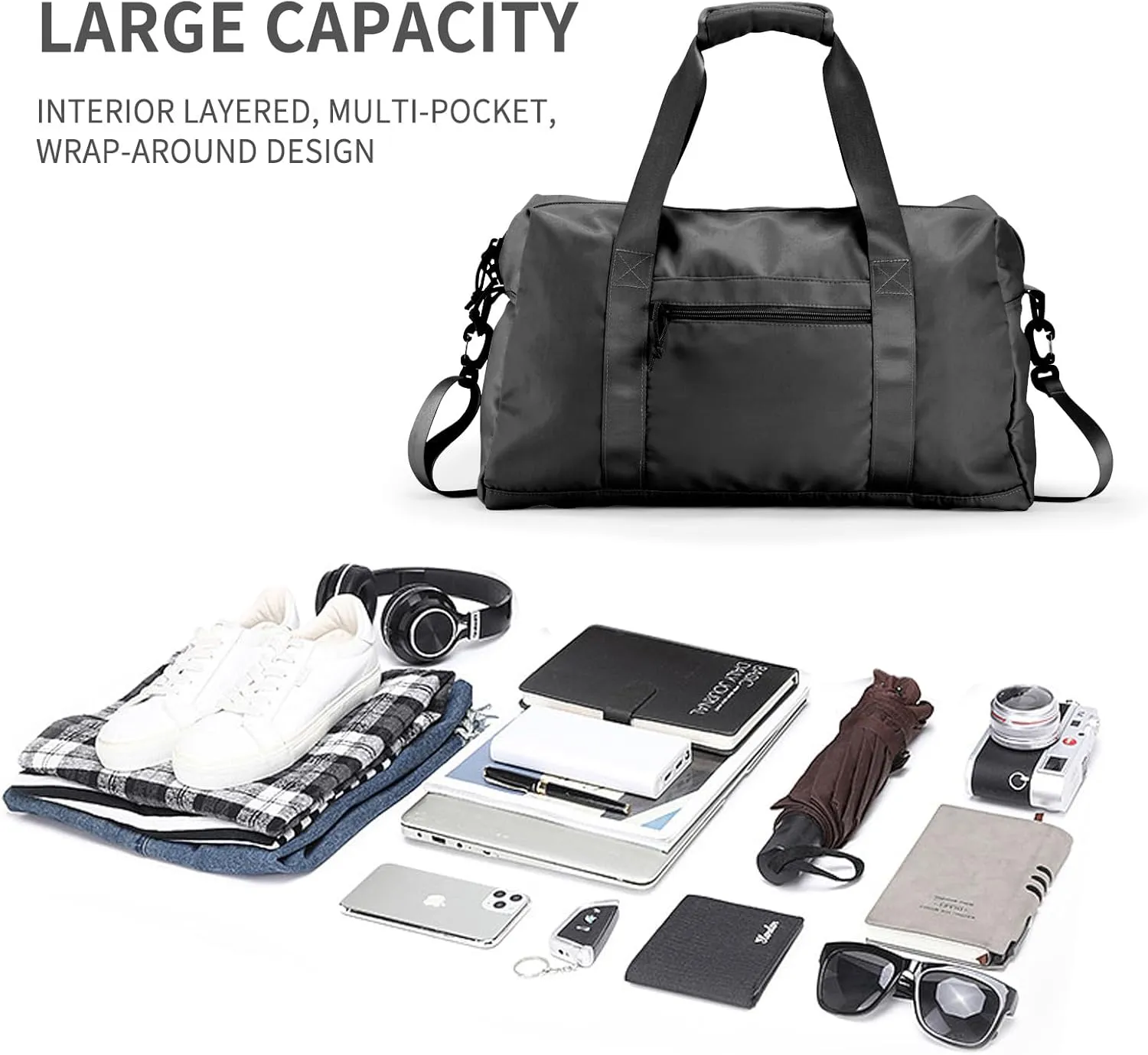 Travel Duffle Bag,Sport Gym Bag for Men And Women with Wet Pocket,Weekender Bag Carry On Tote Bags for Airplane