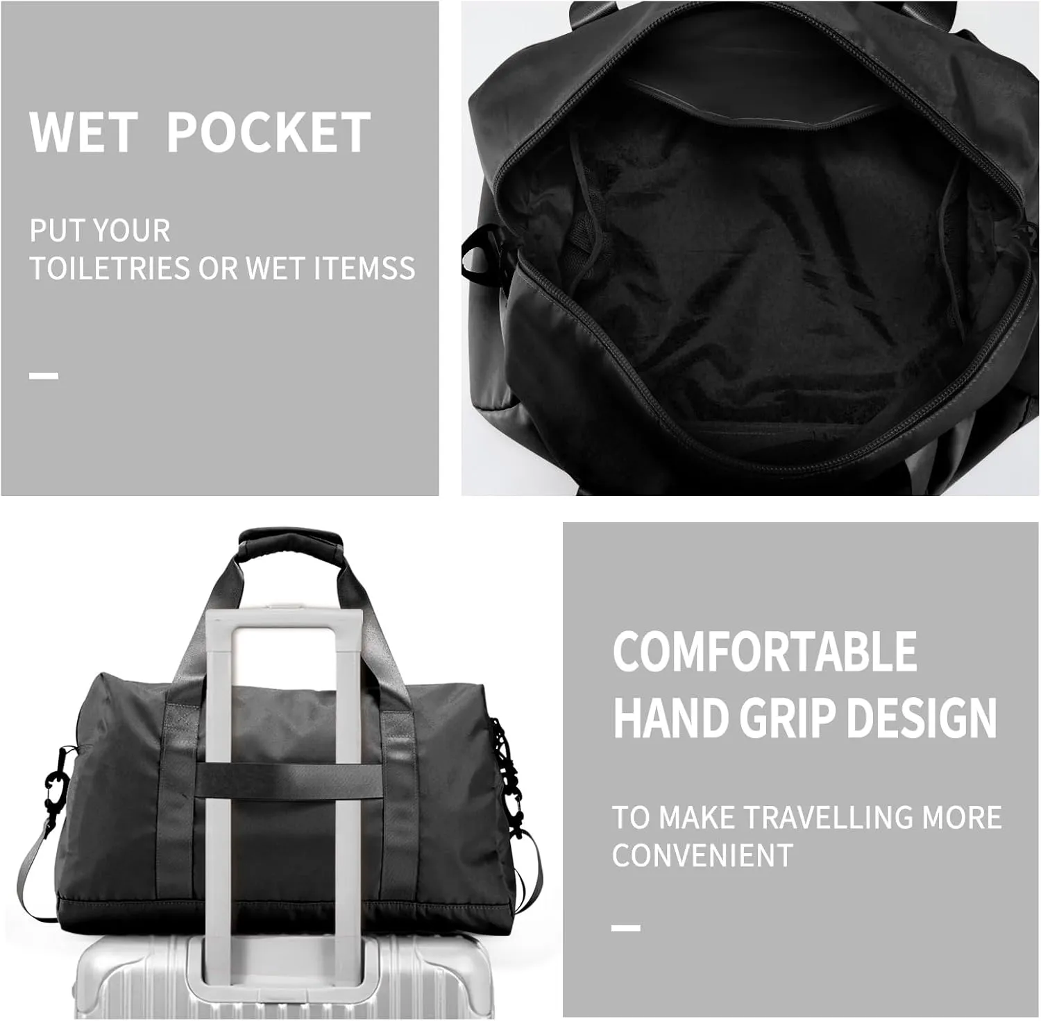 Travel Duffle Bag,Sport Gym Bag for Men And Women with Wet Pocket,Weekender Bag Carry On Tote Bags for Airplane