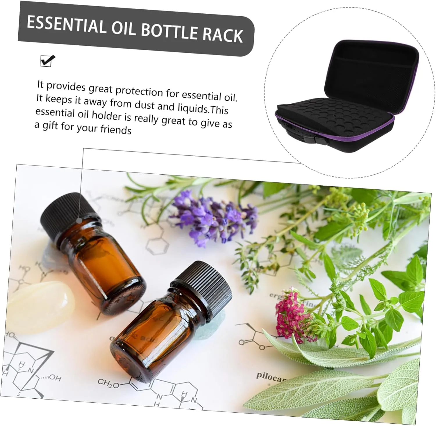 Travel Essential Oil Pouch 60 Compartments 5ml/10ml Soft Dividers Shockproof Case