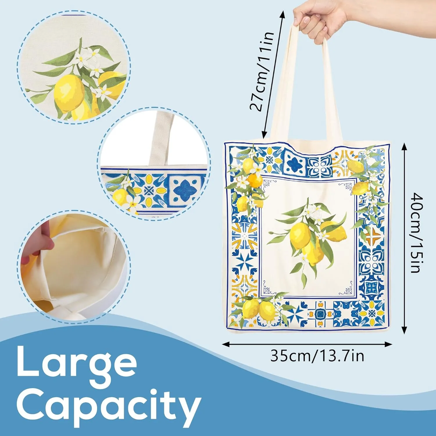 Travel Souvenirs Tote Bag - Mushroom Shark Marine Gifts Canvas Bag, Reusable Lemon Greece New York Shopping Bags