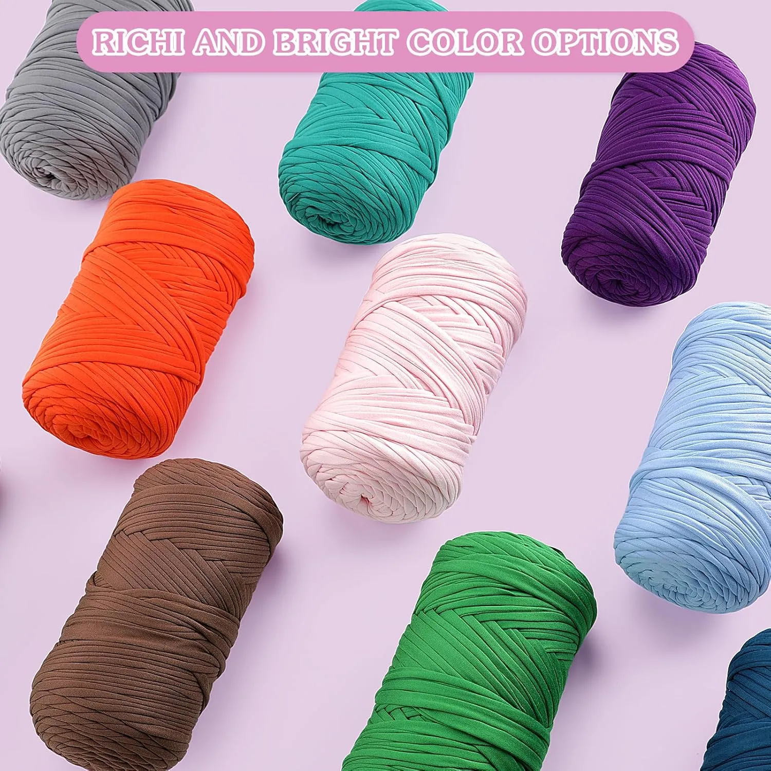 Tshirt Yarn for Crochet - 400 g/130 yds T Shirt Yarn for Crocheting Bags/Baskets/Home Decor - Soft Elastic Fabric T-Shirt Yarn with 1 Crochet Hook (1, Coffee)