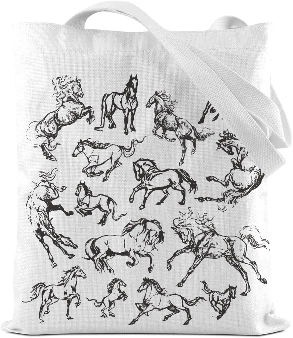 Turtle Gifts Shark Gifts Tote Bag, Hedgehog Horse Gifts for Women Girls, Animals Reusable Grocery Bag Shopping Bag