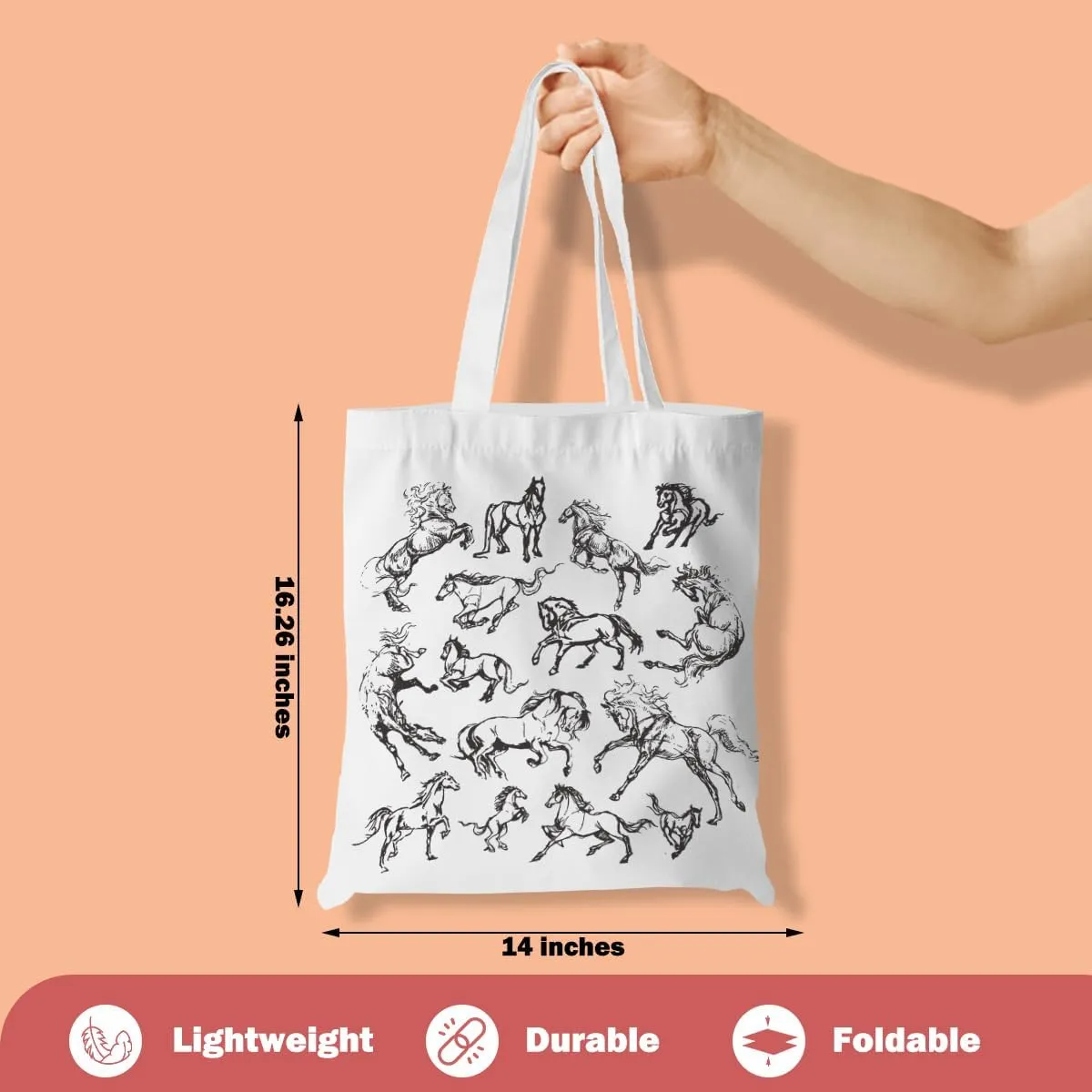 Turtle Gifts Shark Gifts Tote Bag, Hedgehog Horse Gifts for Women Girls, Animals Reusable Grocery Bag Shopping Bag
