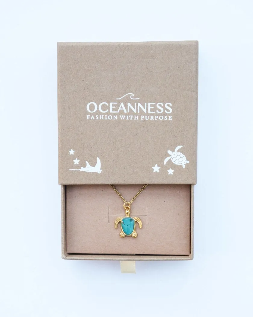 Turtle Necklace with Ocean Plastic - CLEARANCE