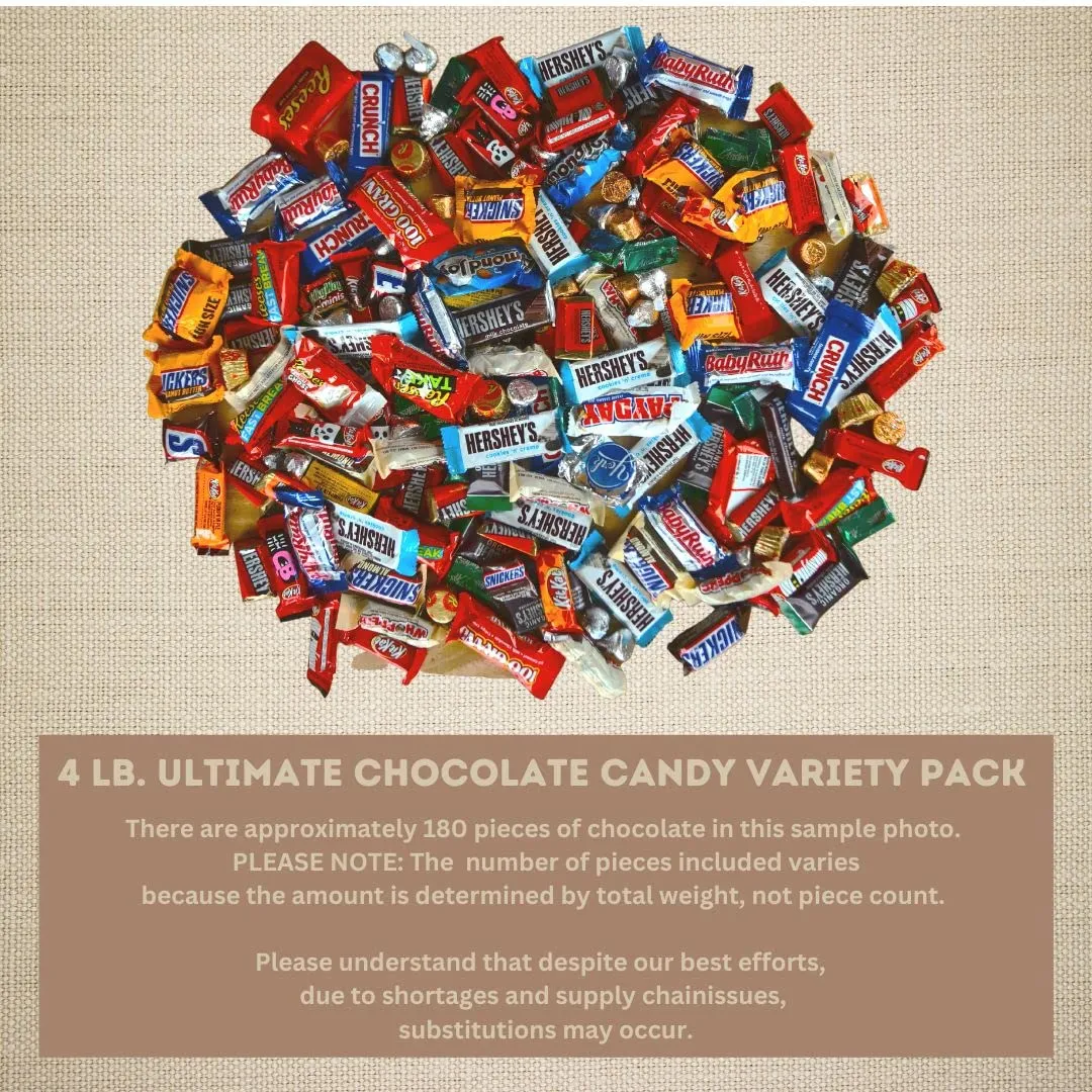 ULTIMATE Assorted CHOCOLATE Candy Mix! (4 Lbs.) Fun Mega Variety! Individually Wrapped Minis, Bulk, FRESH & DELICIOUS Fun Size Assortment, Great for Easter Baskets & Egg Hunts, Home & Office Candy Bowls, Parties, Parades & Piñatas!.
