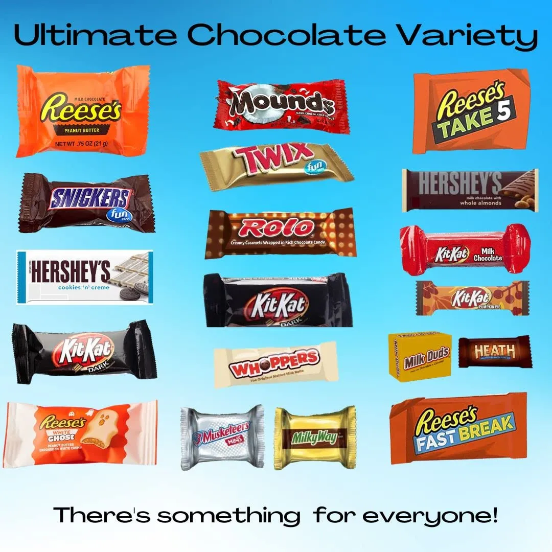 ULTIMATE Assorted CHOCOLATE Candy Mix! (4 Lbs.) Fun Mega Variety! Individually Wrapped Minis, Bulk, FRESH & DELICIOUS Fun Size Assortment, Great for Easter Baskets & Egg Hunts, Home & Office Candy Bowls, Parties, Parades & Piñatas!.