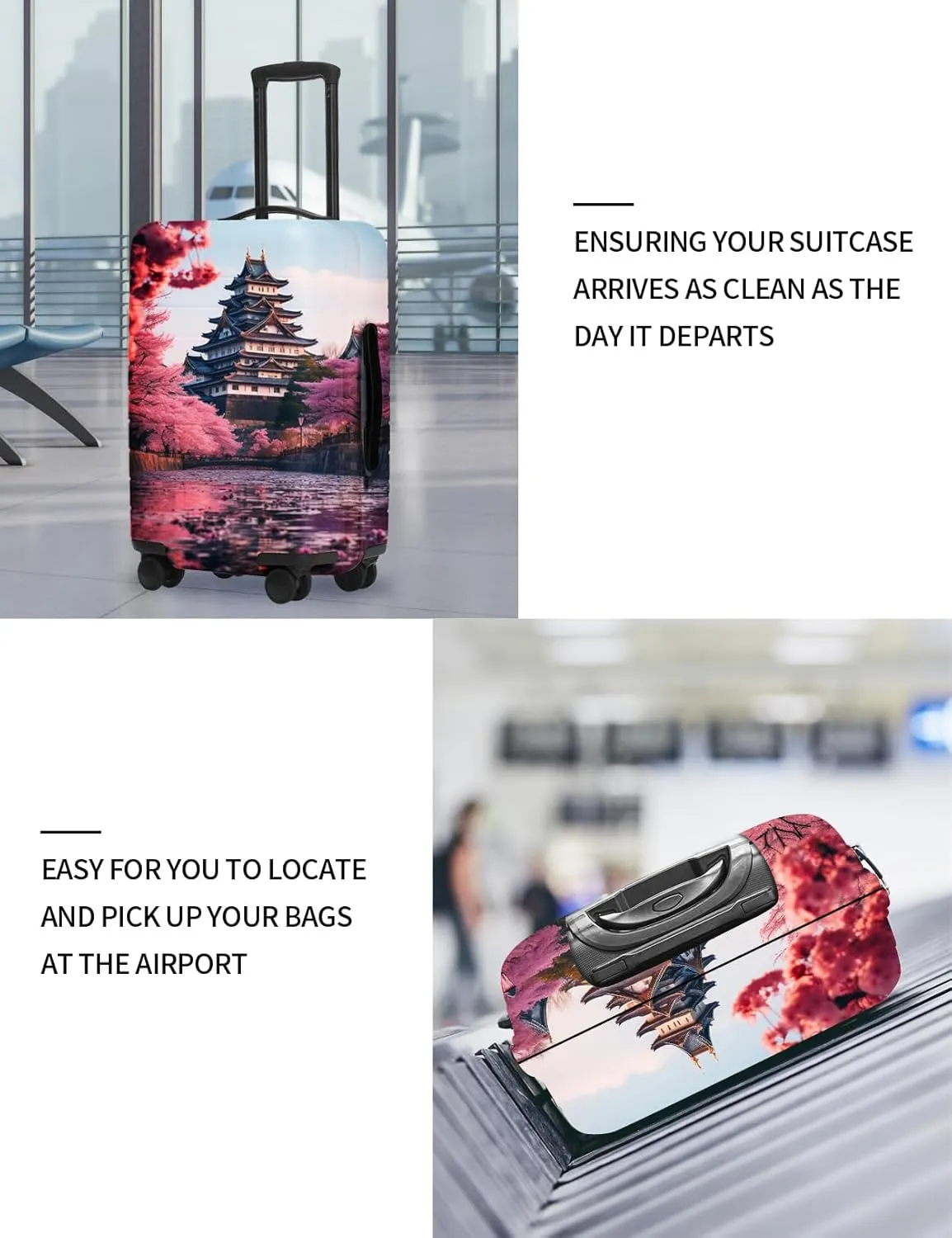 URBEST Luggage Cover Protector Suitcase Anti Scratch Dirt Covers, Fits 18"-22" Luggage Cherry Blossom