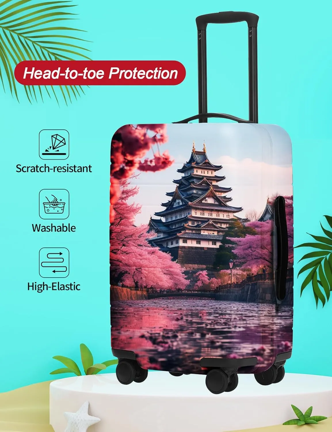 URBEST Luggage Cover Protector Suitcase Anti Scratch Dirt Covers, Fits 18"-22" Luggage Cherry Blossom
