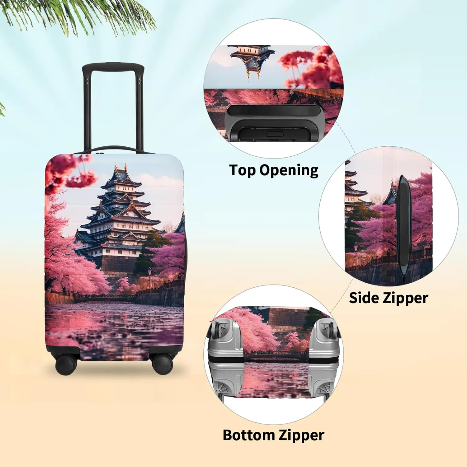 URBEST Luggage Cover Protector Suitcase Anti Scratch Dirt Covers, Fits 18"-22" Luggage Cherry Blossom