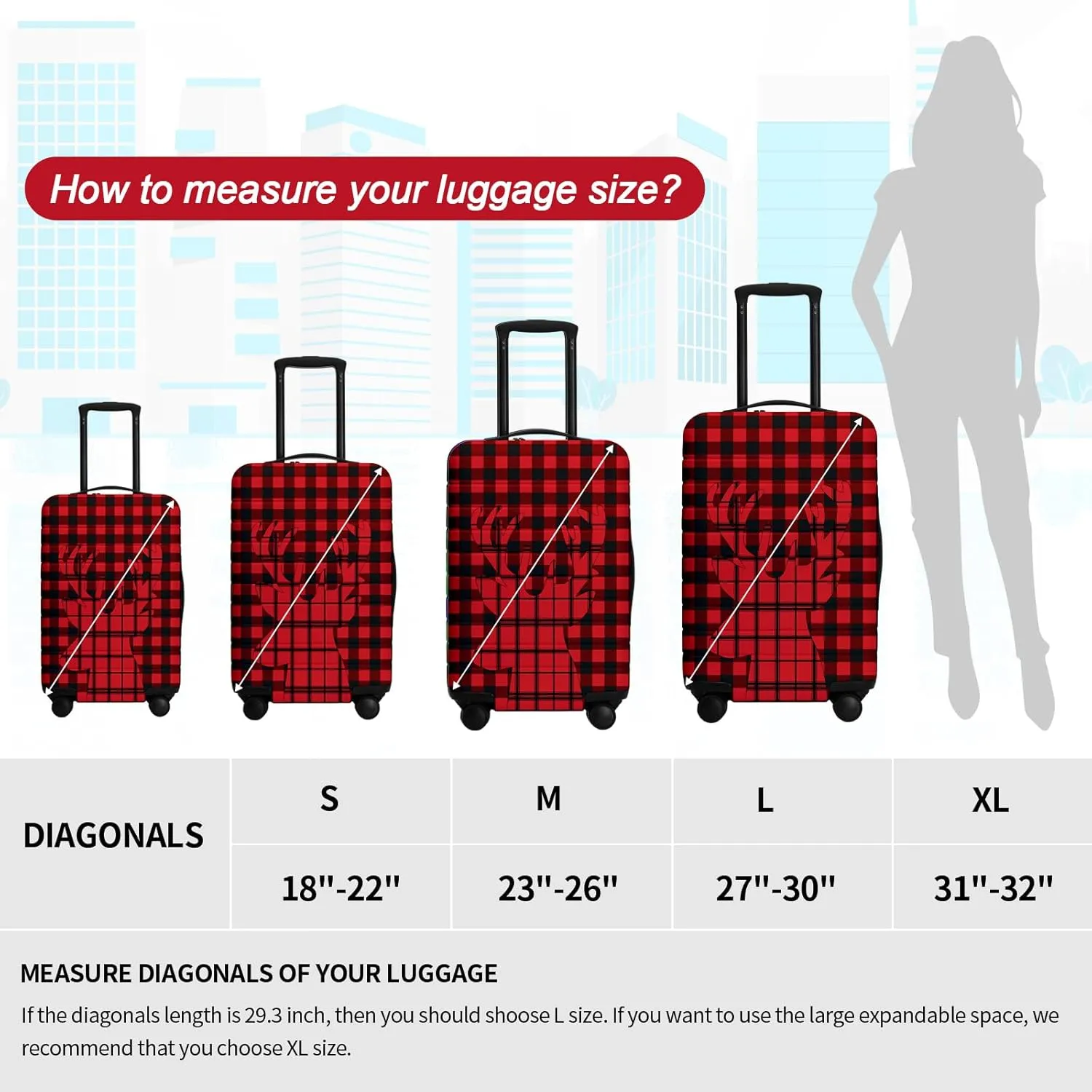 URBEST Luggage Cover Protector Suitcase Anti Scratch Dirt Covers, Fits 27"-30" Luggage Christmas