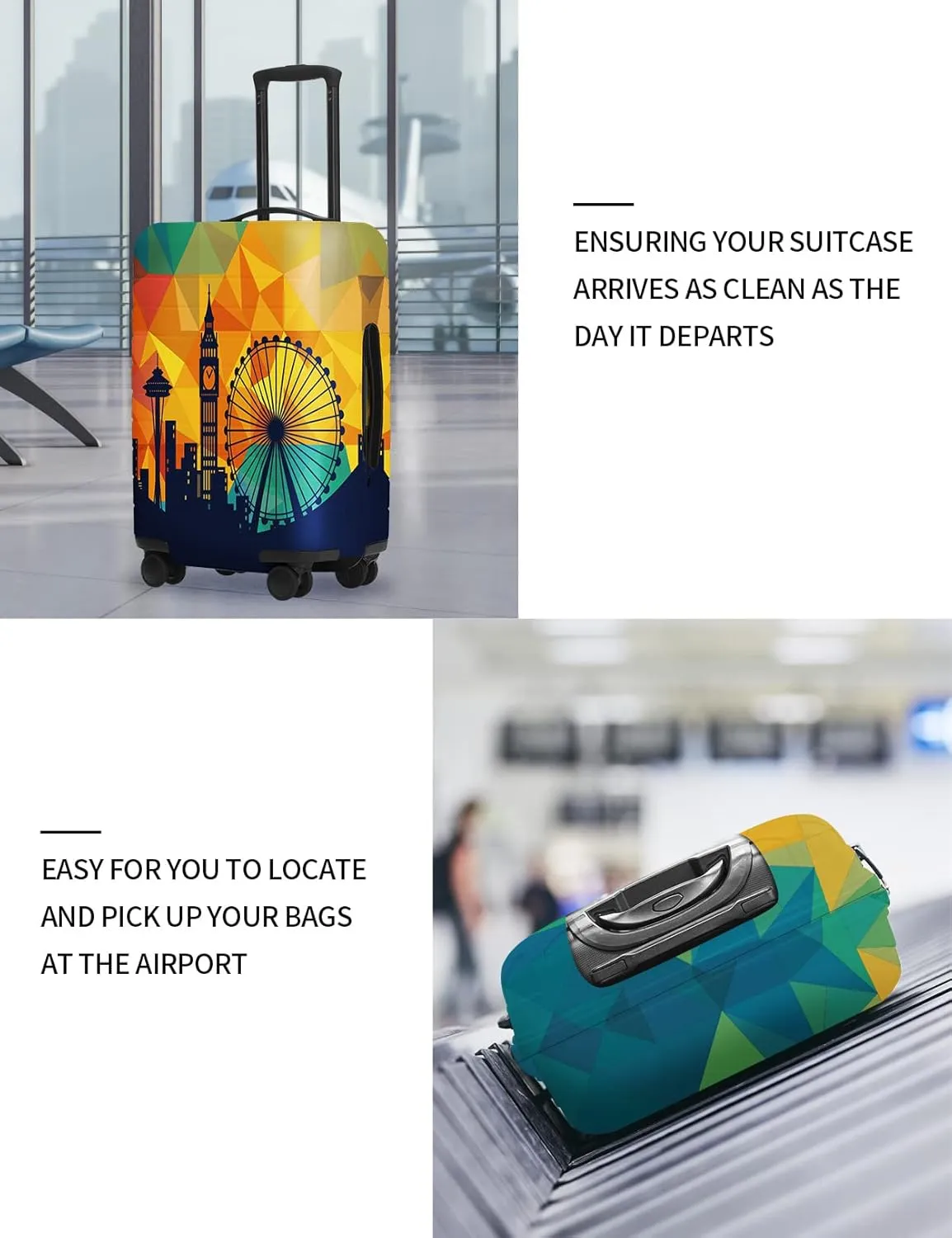 URBEST Luggage Cover Protector Suitcase Anti Scratch Dirt Covers, Fits 27"-30" Luggage Modern City