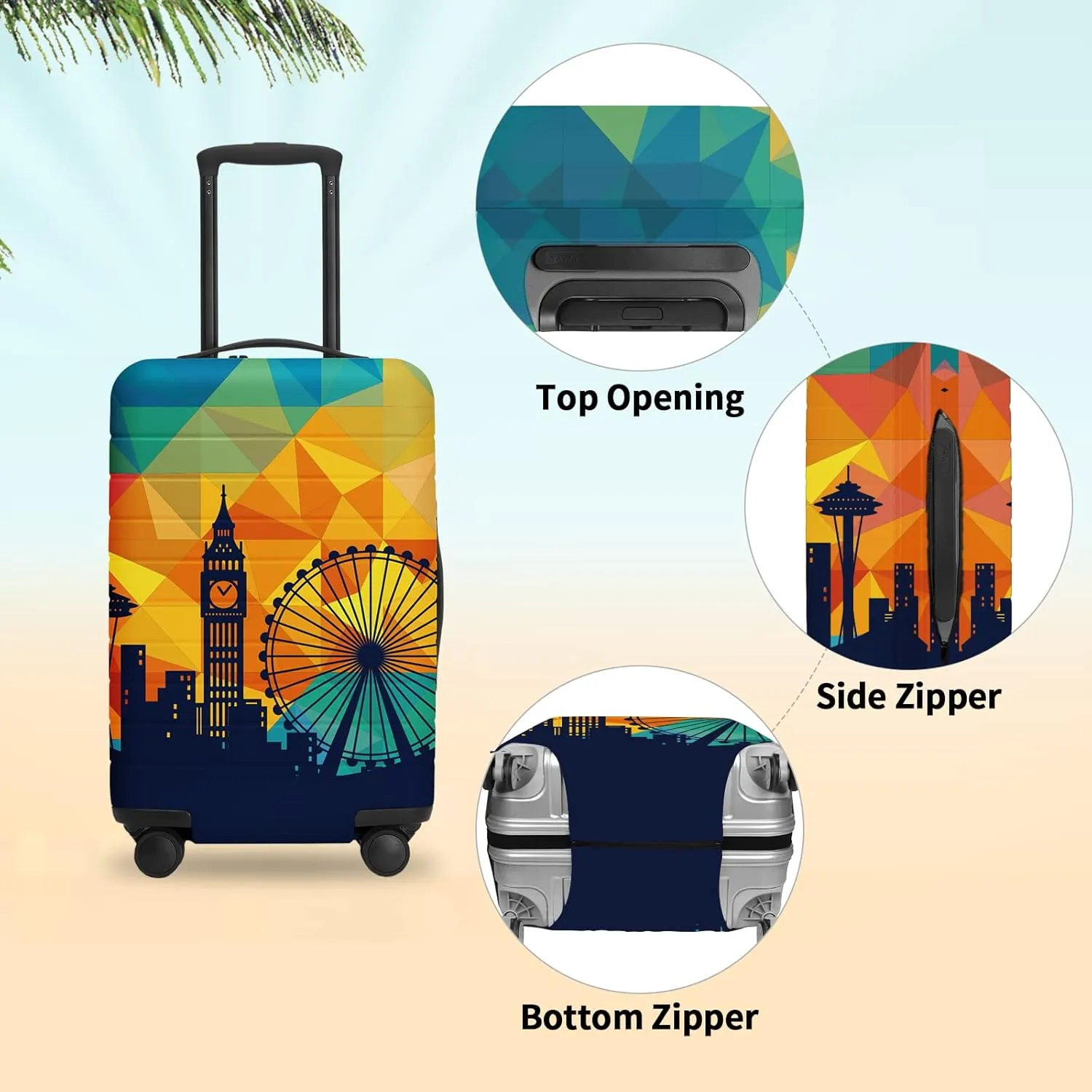 URBEST Luggage Cover Protector Suitcase Anti Scratch Dirt Covers, Fits 27"-30" Luggage Modern City