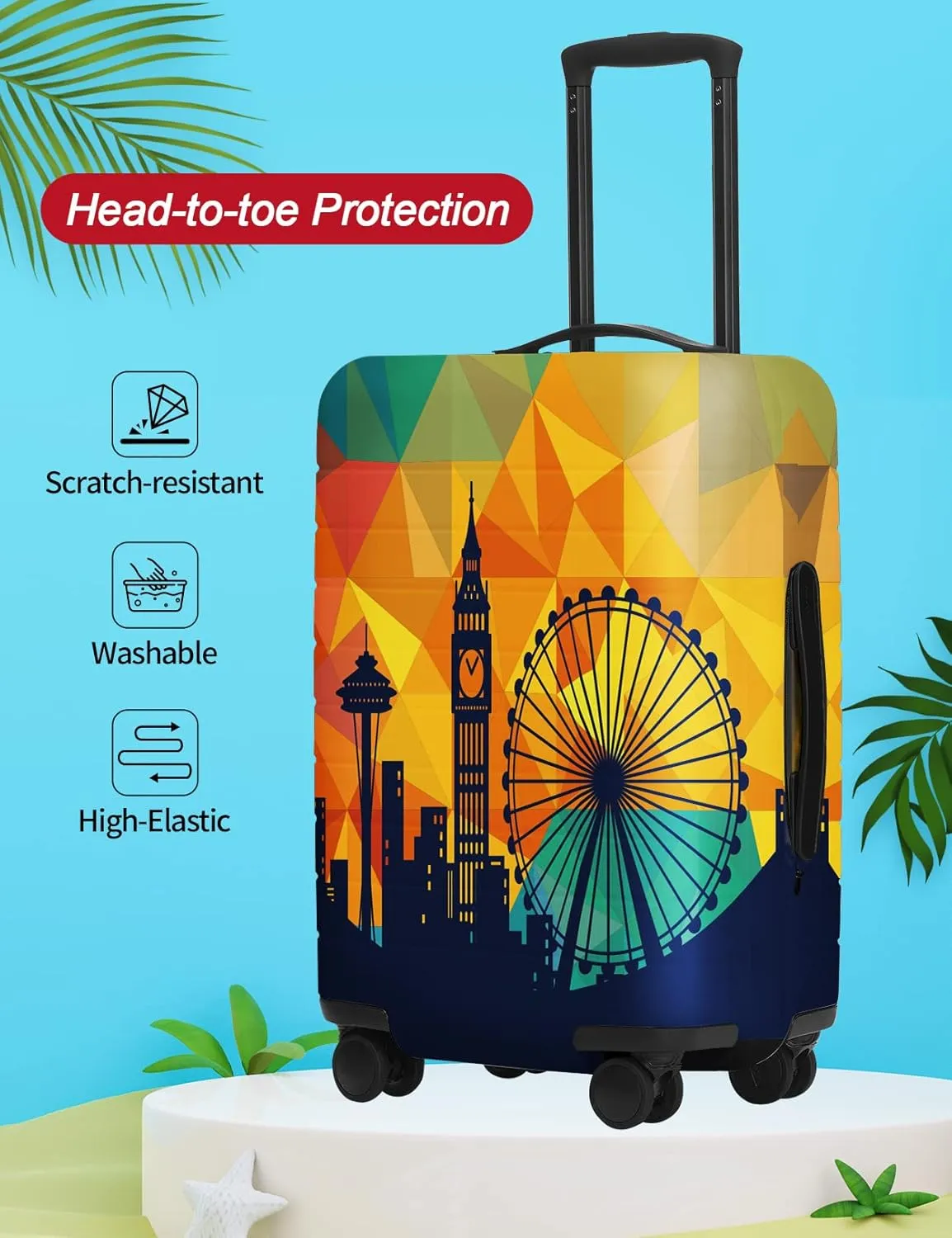 URBEST Luggage Cover Protector Suitcase Anti Scratch Dirt Covers, Fits 27"-30" Luggage Modern City