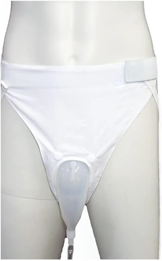 Urine Collection Bag Condom Catheters for Men Reusable Portable Silicone Urinal with 2 Urine Catheter Bags (Men-White)