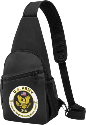 US Army MOS 21X General Engineering Supervisor Chest Pack Leisure Shoulder Crossbody Chest Bag