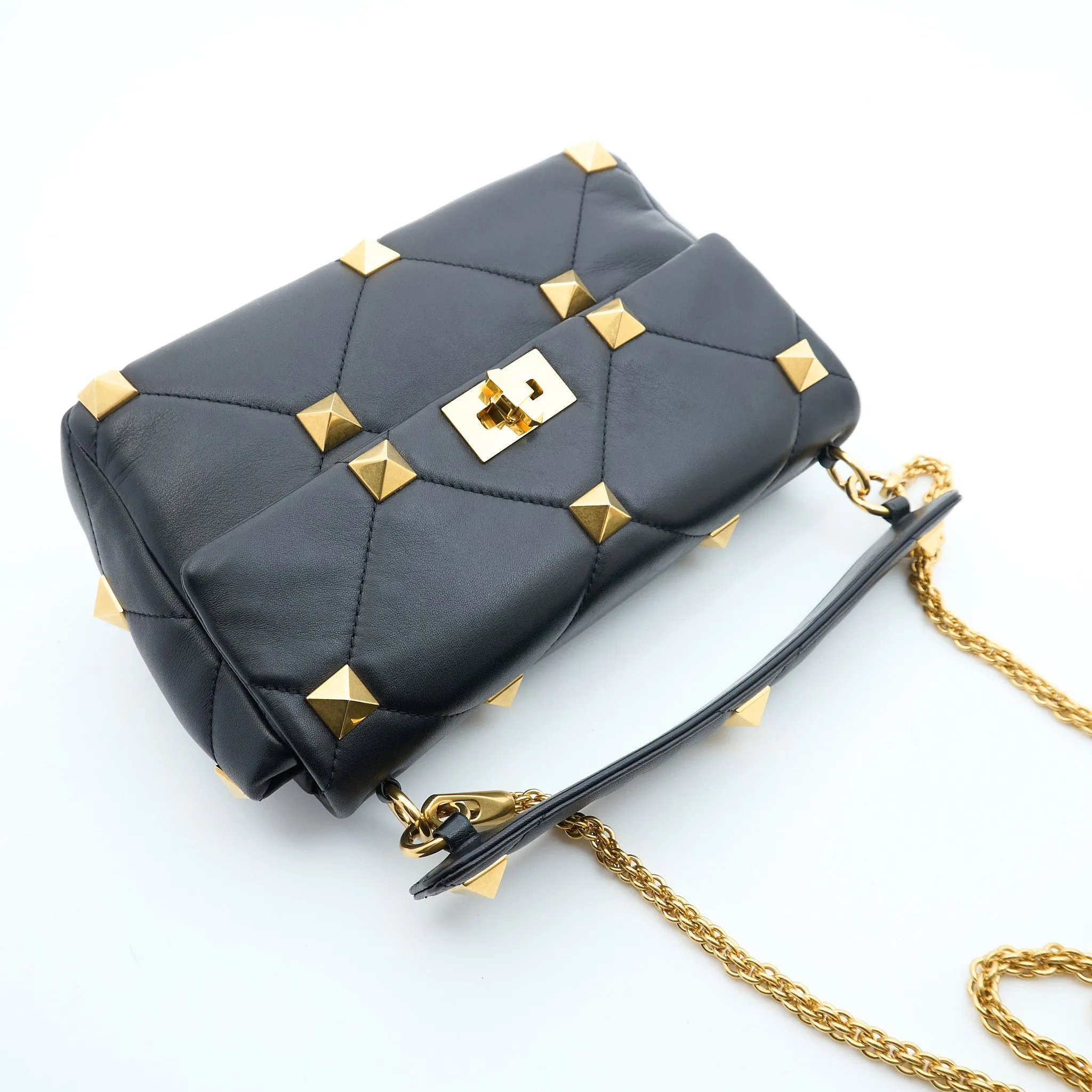 Valentino Leather Roman Stud Shoulder Bag