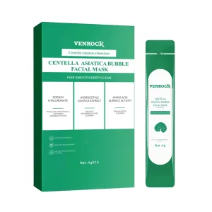 VENROCK Centella Asiatica Bubble Face & Facial Mask with Hyaluronic Acid, Moisturizing & Skin Softening Cleansing Mask, Removes Blackheads & Comedones, Controls Oil, Deeply Cleans Face, Pore Cleansing