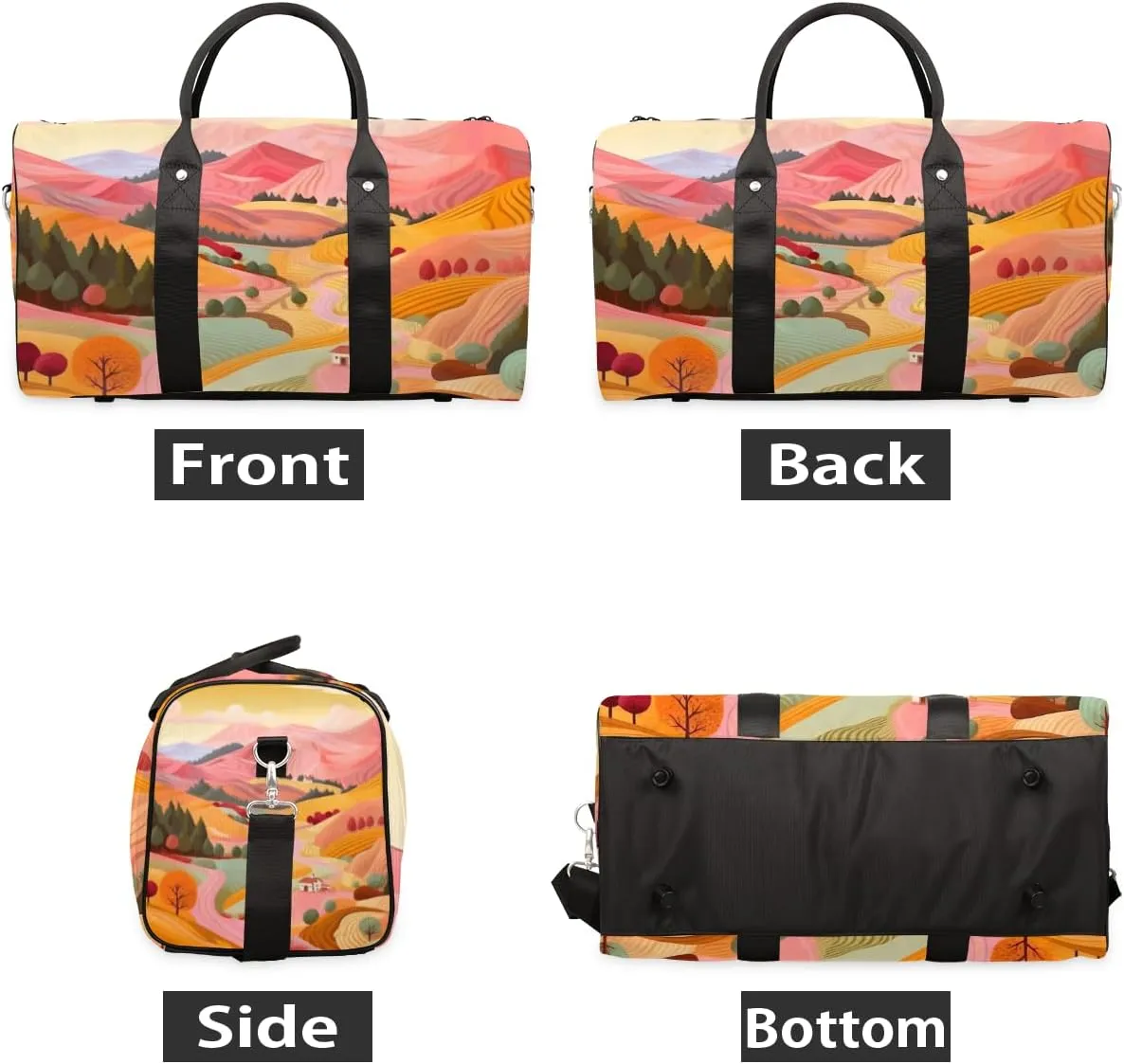 Village Scenery Travel Duffle Bag for Women Men Gym Duffel Foldable Bag Waterproof Weekender Colorful Nature Duffle Tote