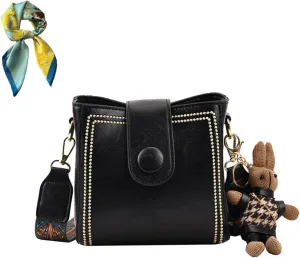 Vintage Fashion Bag with Adjustable Wider Shoulder Strap,Women's Vintage Bucket Bags,Retro Water Bucket Shoulder Bag