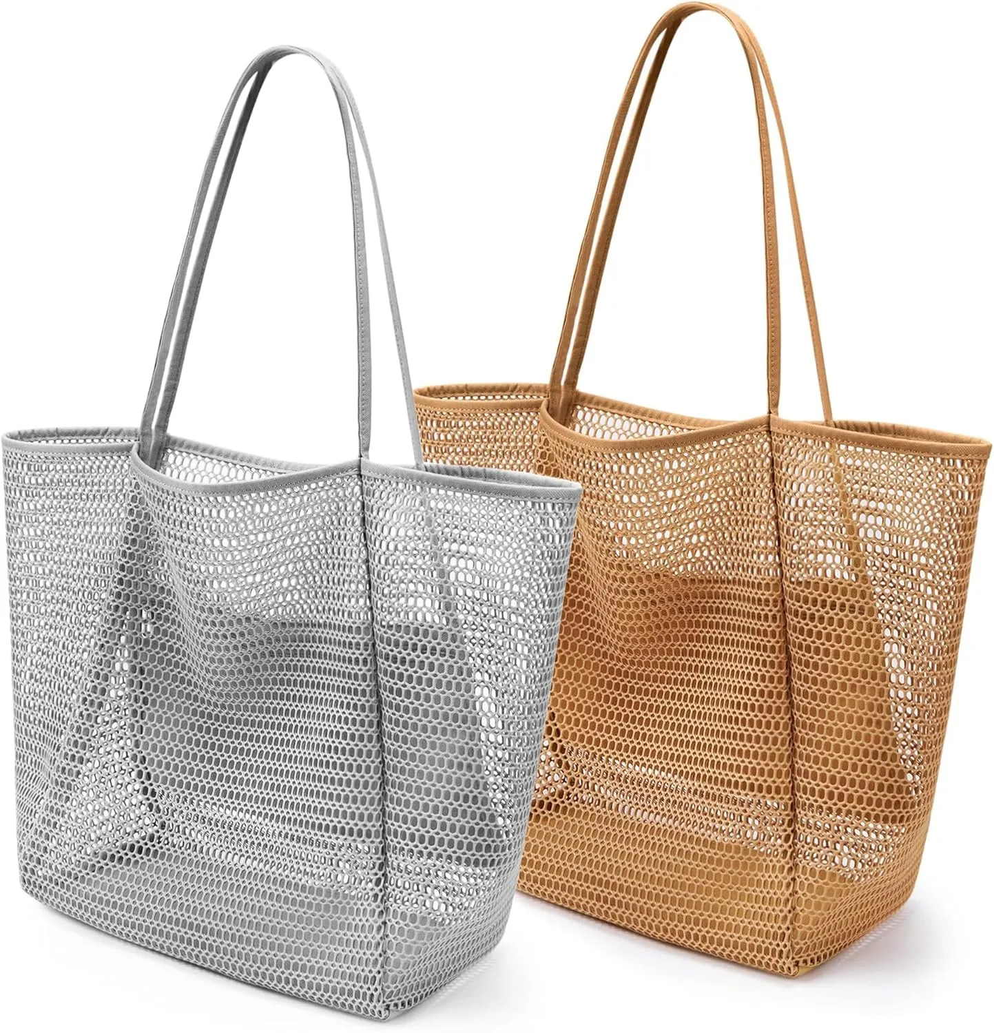 VOROLO Mesh Tote Beach Bag,Women Fairycore Hobo Bag,Shoulder Bag,Soft Summer Casual Crochet Bags