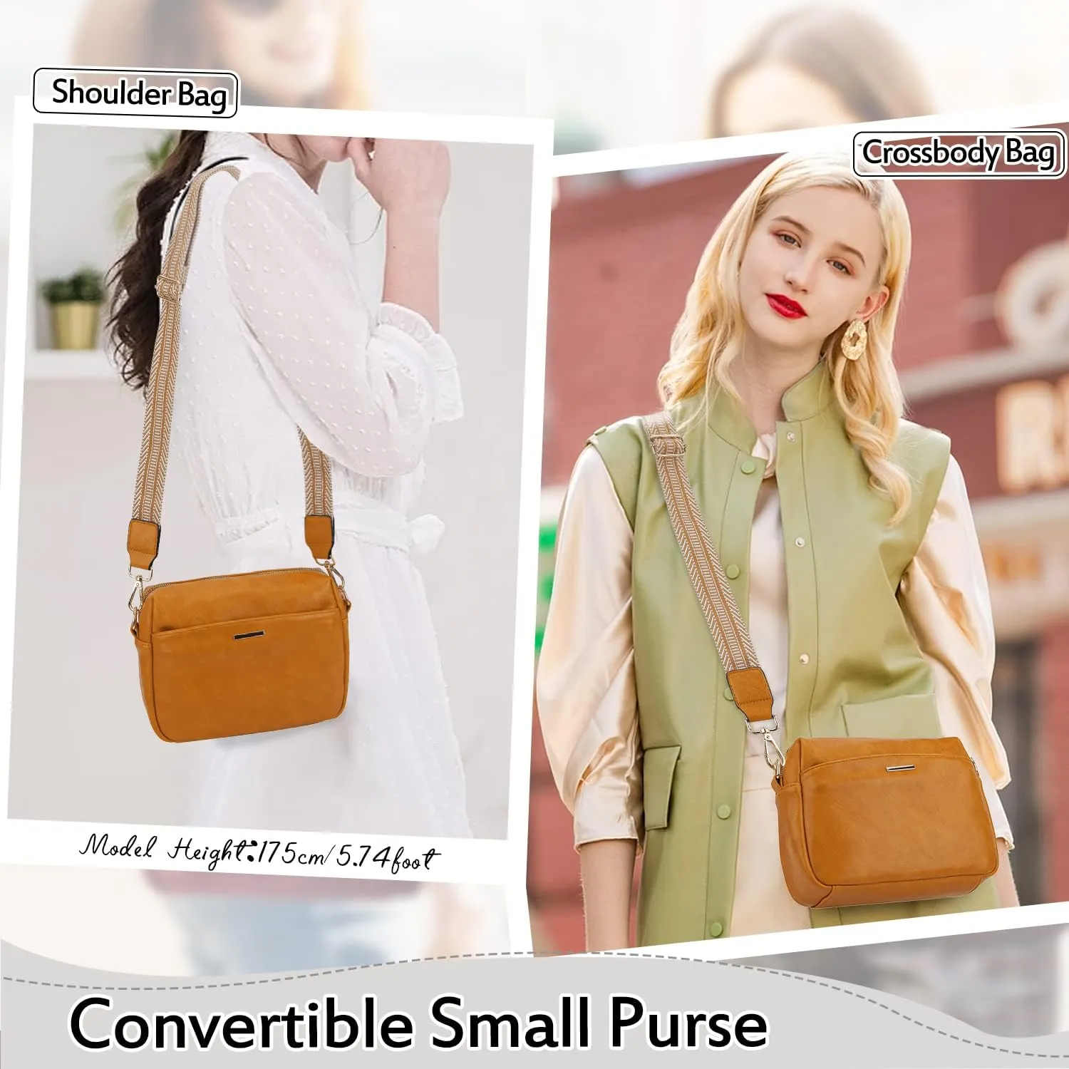 VX VONXURY Small Crossbody Bags for Women, Vegan Soft Pu Leather Triple Zipper Purse Handbags