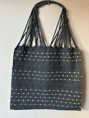 Washed Navy Blue Loom Tote Bag
