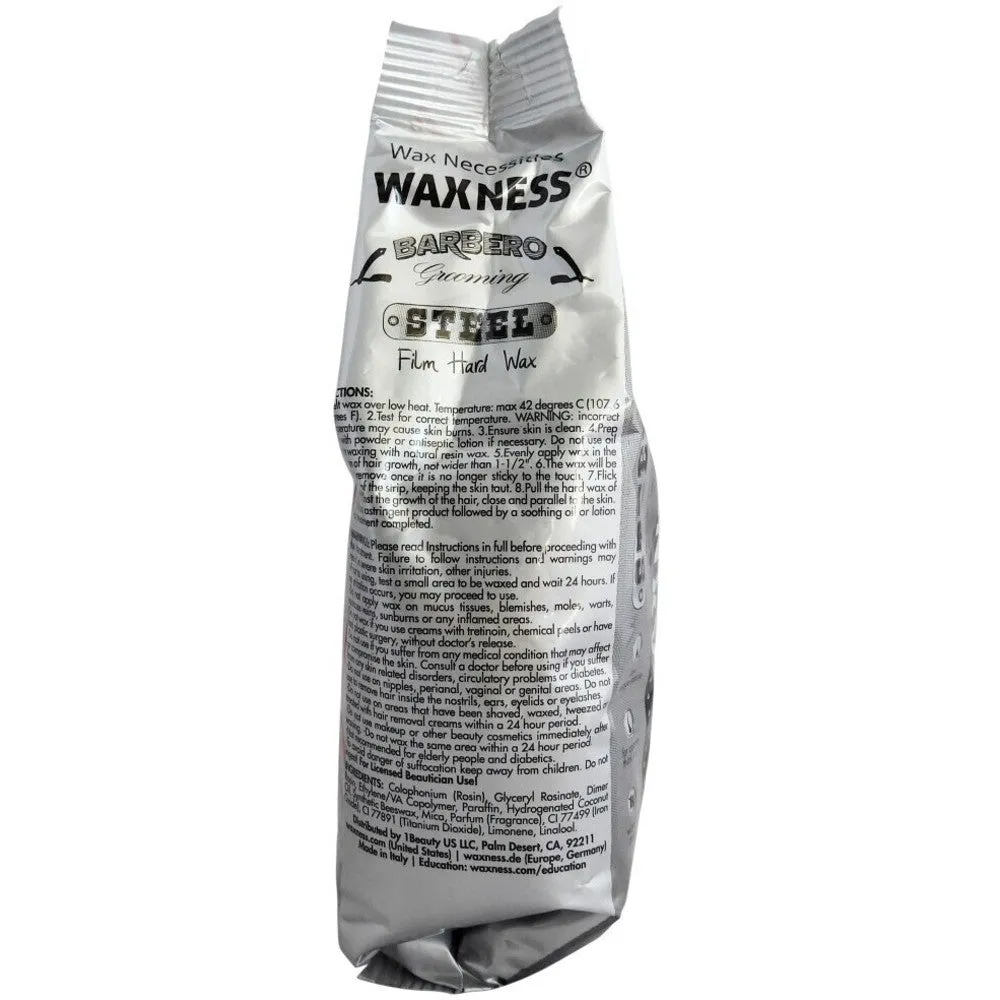 Waxness Barbero Hard Wax Steel for Men - Made in Italy / 1.1 lbs. - 17.6 oz. - 500 grams Each X 6 Bags = 6.6 Lbs