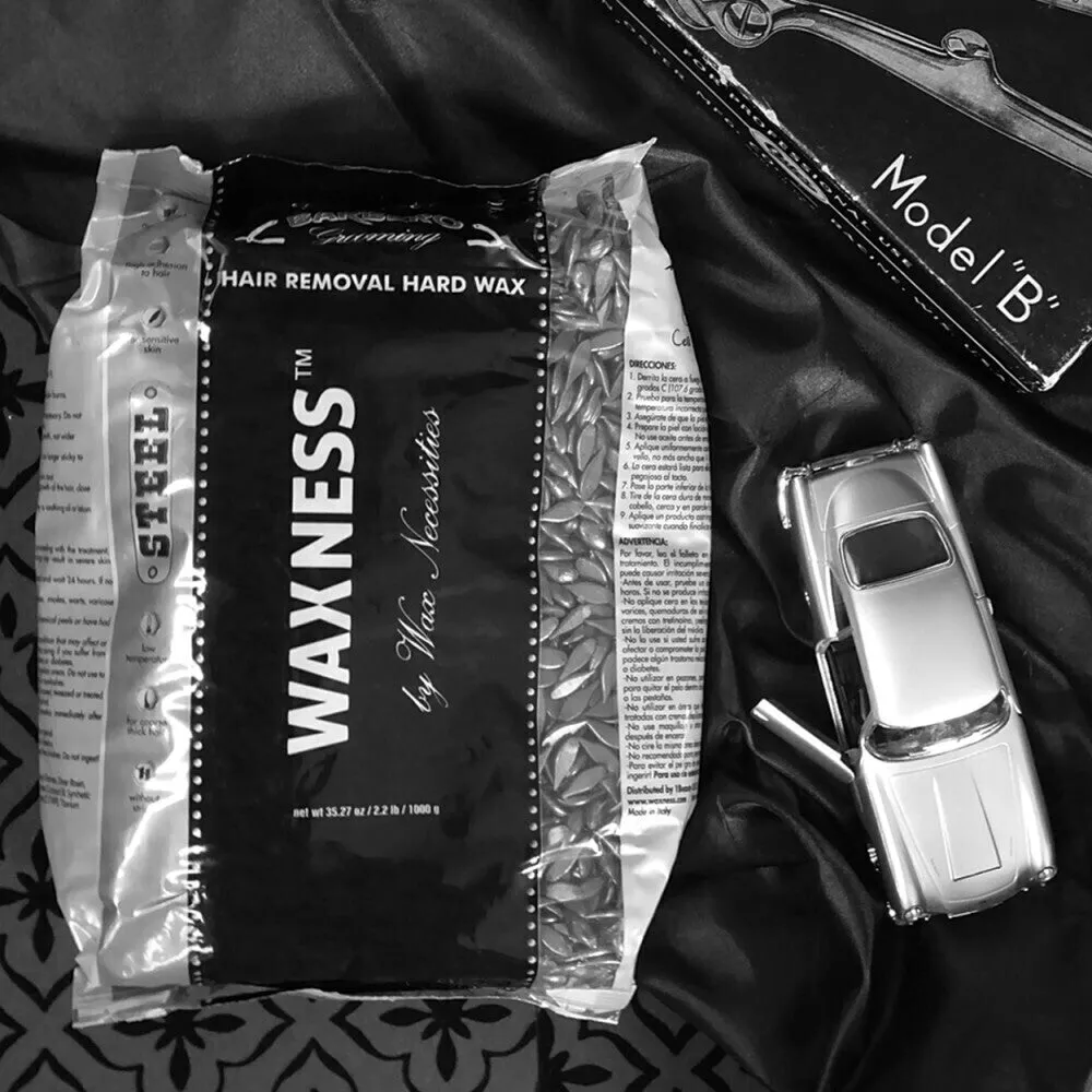 Waxness Barbero Hard Wax Steel for Men - Made in Italy / 2.2 lbs. - 35.27 oz. - 1 kg. Each X 4 Bags = 8.8 Lbs