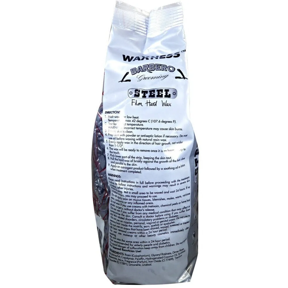 Waxness Barbero Hard Wax Steel for Men - Made in Italy / 2.2 lbs. - 35.27 oz. - 1 kg. Each X 4 Bags = 8.8 Lbs