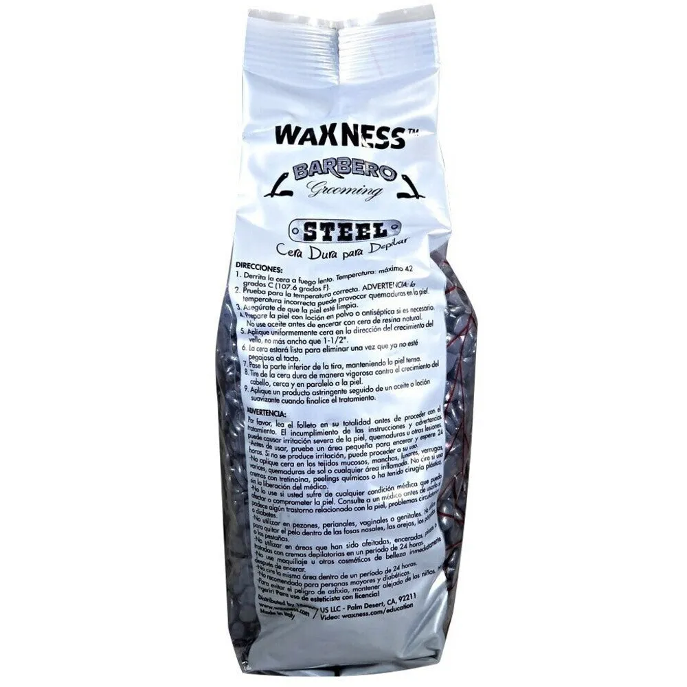 Waxness Barbero Hard Wax Steel for Men - Made in Italy / 2.2 lbs. - 35.27 oz. - 1 kg. Each X 4 Bags = 8.8 Lbs