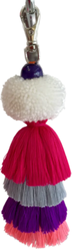 WHITE PINK Funky Pom Pom Tassel