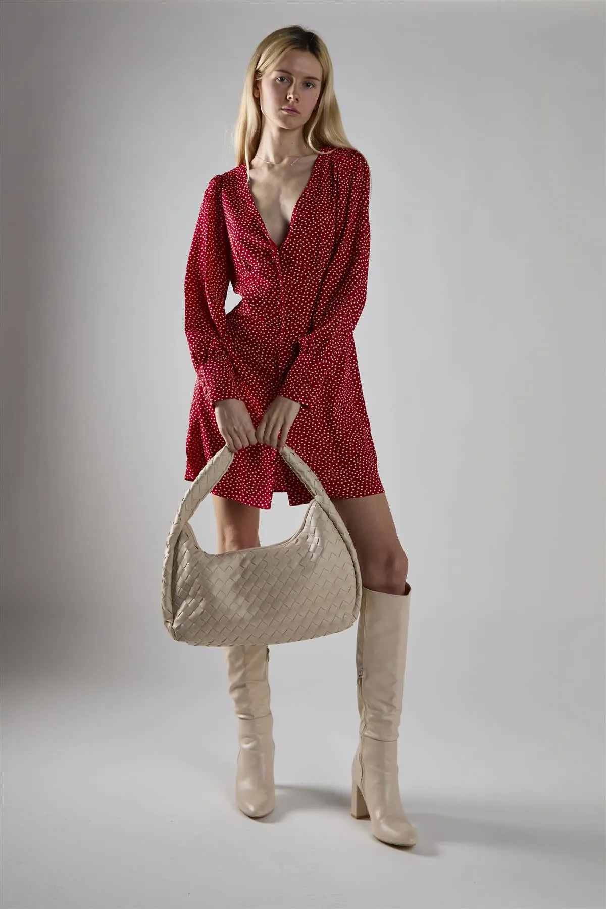White Woven Oversized Shoulder-Bag