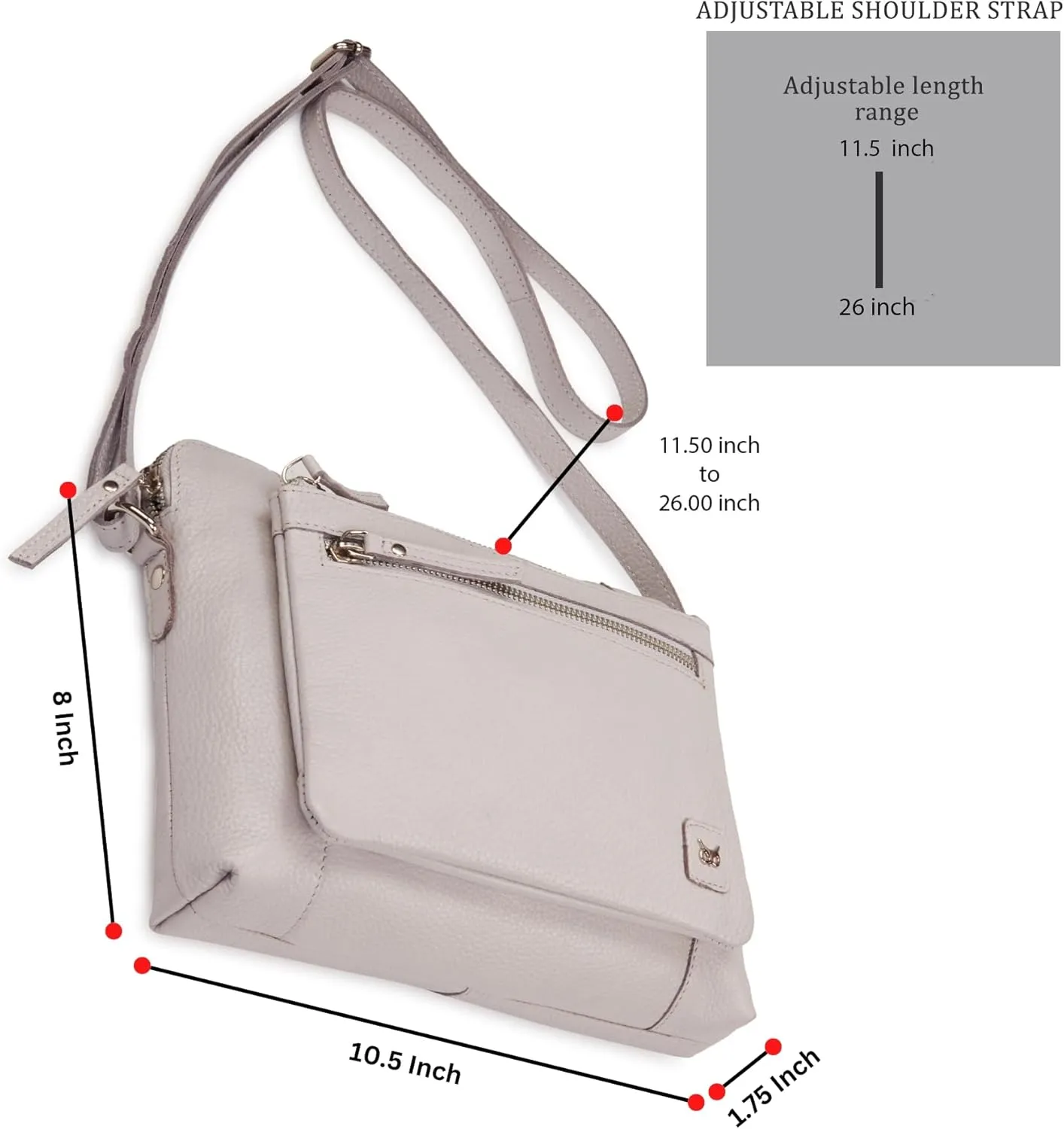 Wise Owl Accessories Small Soft Pebbled Real Leather Crossbody Handbags Purses Sling Crossover Shoulder Bag