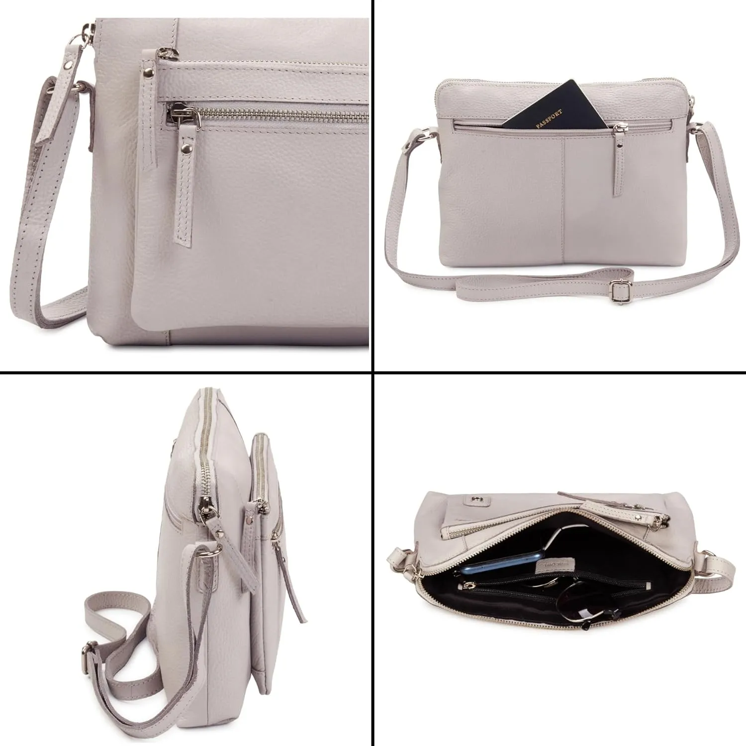 Wise Owl Accessories Small Soft Pebbled Real Leather Crossbody Handbags Purses Sling Crossover Shoulder Bag