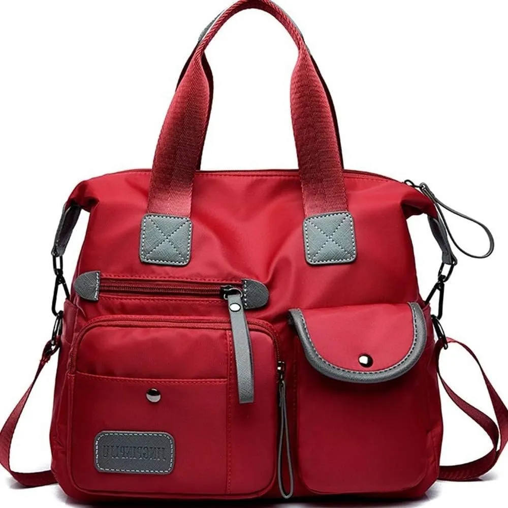 Women Casual Totes Handbags Shoulder Bags Purses Soft Nylon Bag (wine red)