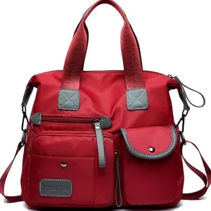 Women Casual Totes Handbags Shoulder Bags Purses Soft Nylon Bag (wine red)