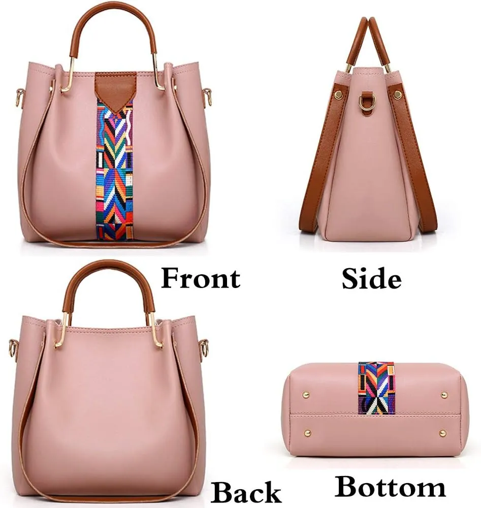 Women Handbag Set Top Handle Bag Soft PU Leather Tote Satchel Shoulder Clutch Bag Purse Wallet