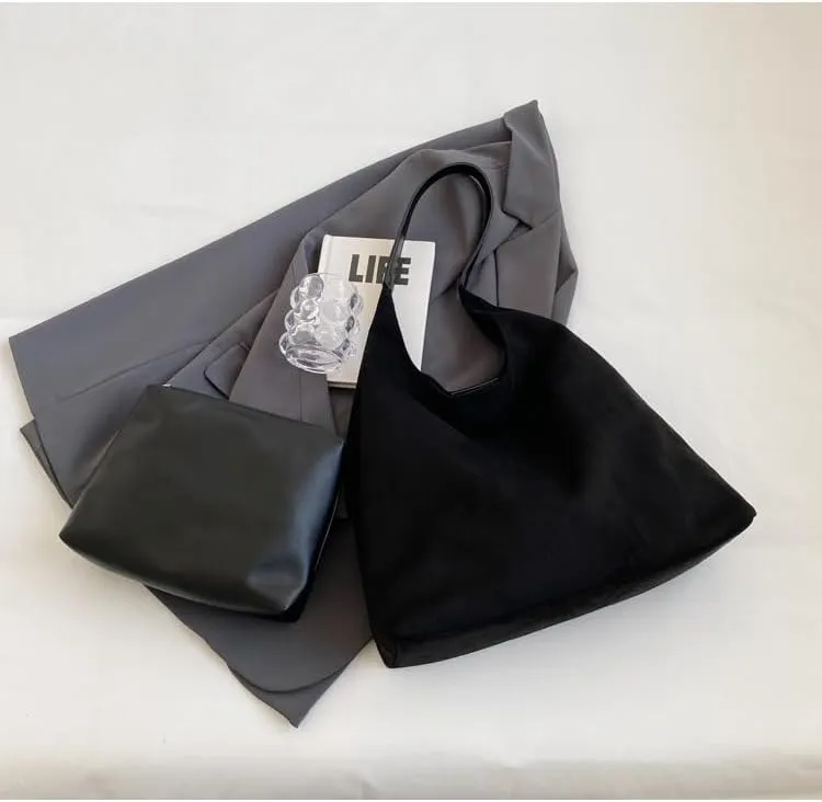 Women Hobo Bags Slouchy Bag Suede Purse Suede Tote Bag Large Brown Tote Handbag for Travel Shopping Work