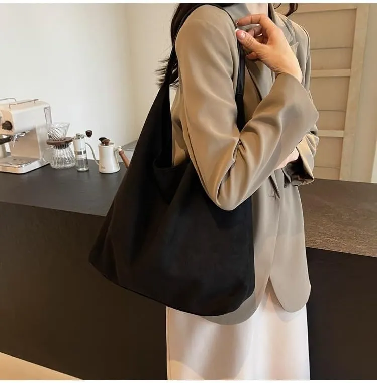 Women Hobo Bags Slouchy Bag Suede Purse Suede Tote Bag Large Brown Tote Handbag for Travel Shopping Work