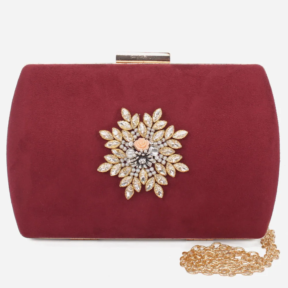 Women "LUARA" Suede Mental Handle Bag
